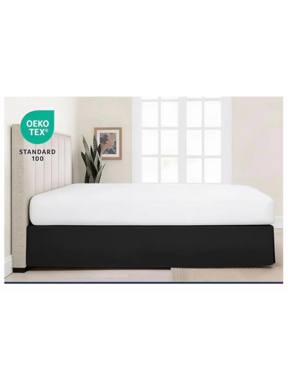 NEW Luxury Hotel Tailored Bed Skirt Box Pleats 14” Drop, Twin, Black